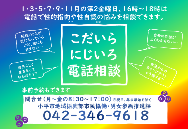 こだいらにじいろ電話相談